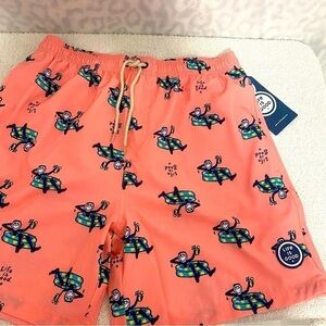 LIFE IS GOOD Mens Coral Jake Pool Party Swimming Trunks Size Small UPF 50+ NWT